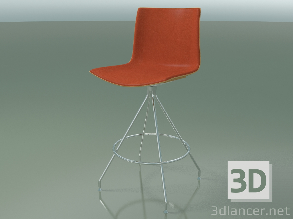 3d model Bar chair 0498 (with front trim, natural oak) - preview