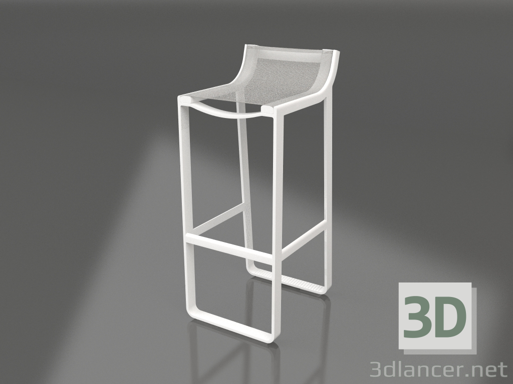 3d model Taburete con respaldo bajo (Blanco) - vista previa