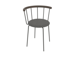 Silla de comedor Babette (cuero antracita, roble oscuro, acero oscuro)