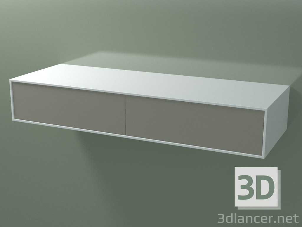 modello 3D Scatola doppia (8AUFAB02, Glacier White C01, HPL P04, L 144, P 50, H 24 cm) - anteprima