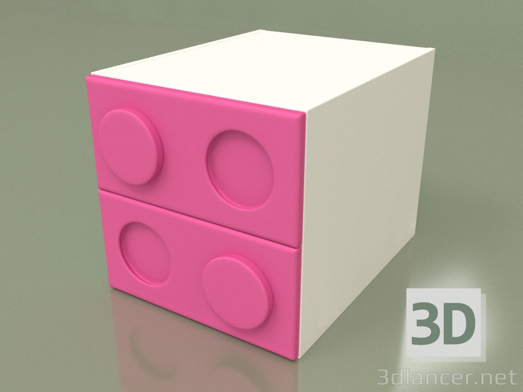 3d model Children's bedside table (Pink) - preview