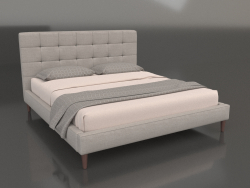 Bett mit hohem Kopfteil aus der Mitte des Jahrhunderts