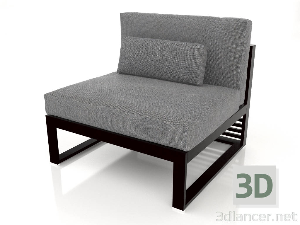 Modelo 3d Sofá modular, seção 3, encosto alto (preto) - preview