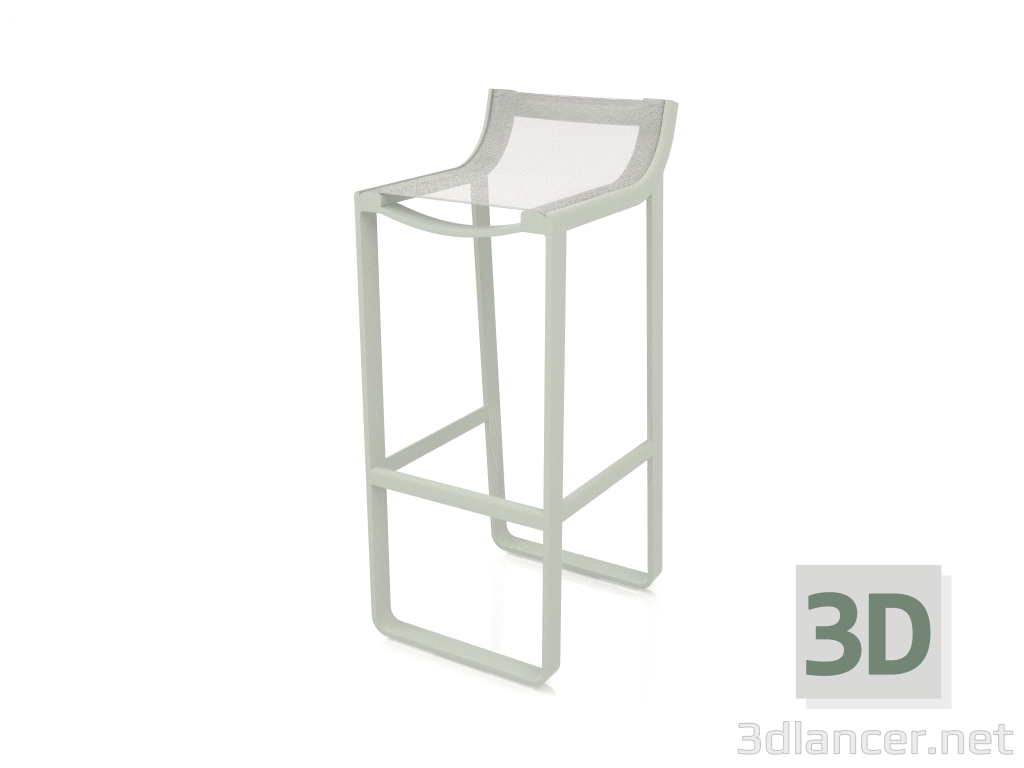 3d model Taburete con respaldo bajo (Gris cemento) - vista previa