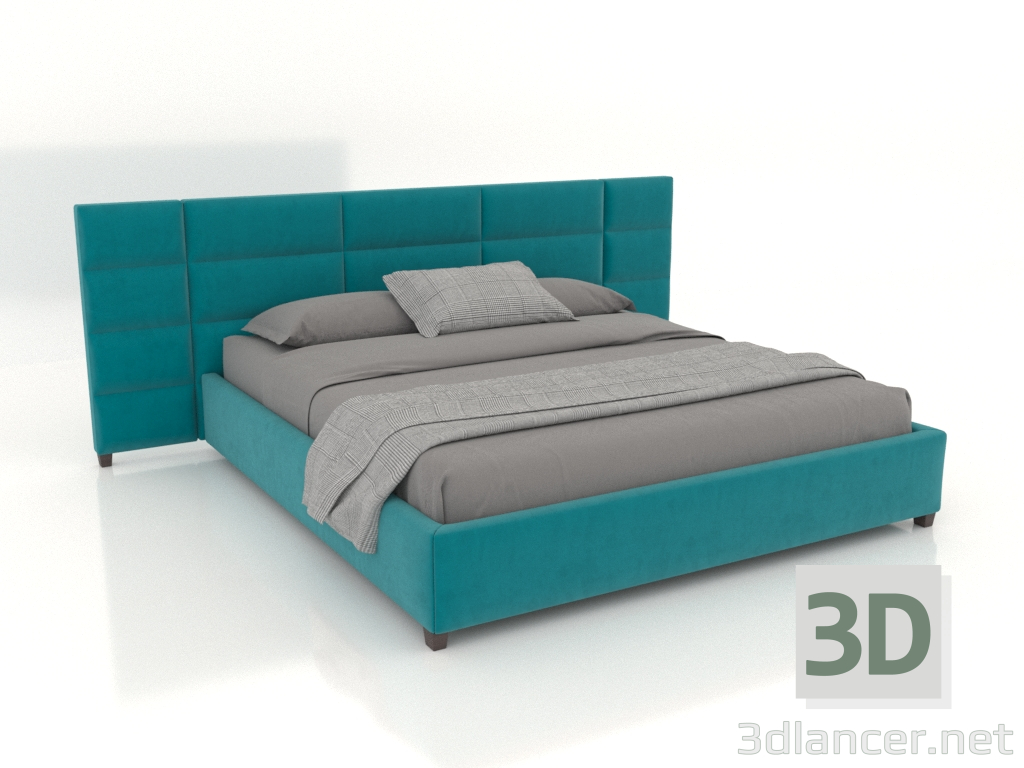 3d model Cama con cabecero acolchado Modena - vista previa