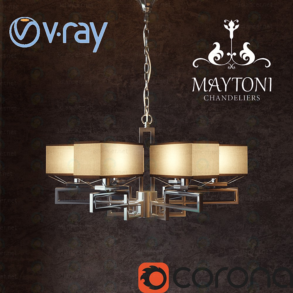 modello 3D di Lampadario a bracci Megapolis maytoni mod906-06-n comprare - rendering