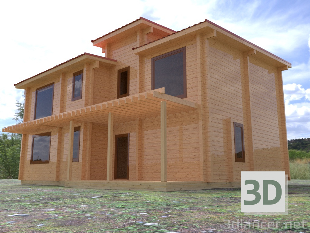 Casa de chapa de madera laminada. 3D modelo Compro - render