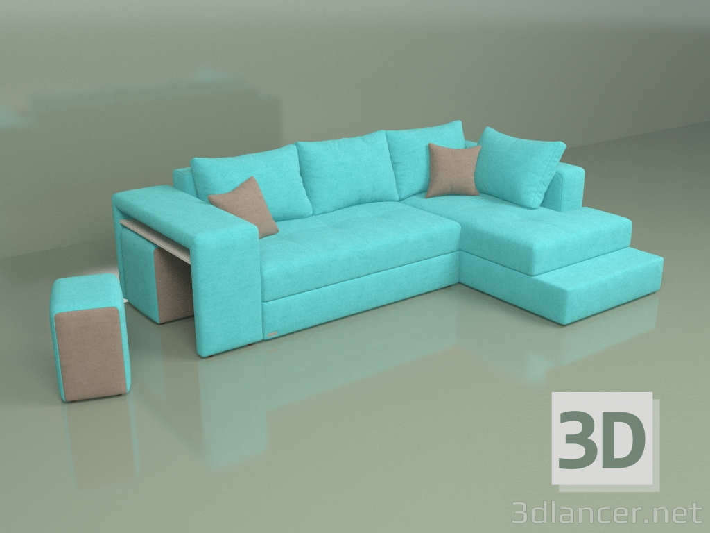 3D Modell Ecksofa Marseille (türkis) - Vorschau