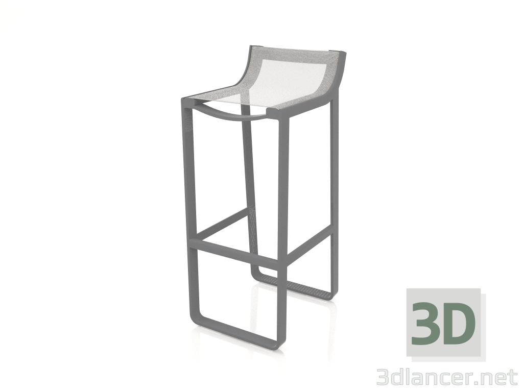 modello 3D Sgabello con schienale basso (Antracite) - anteprima