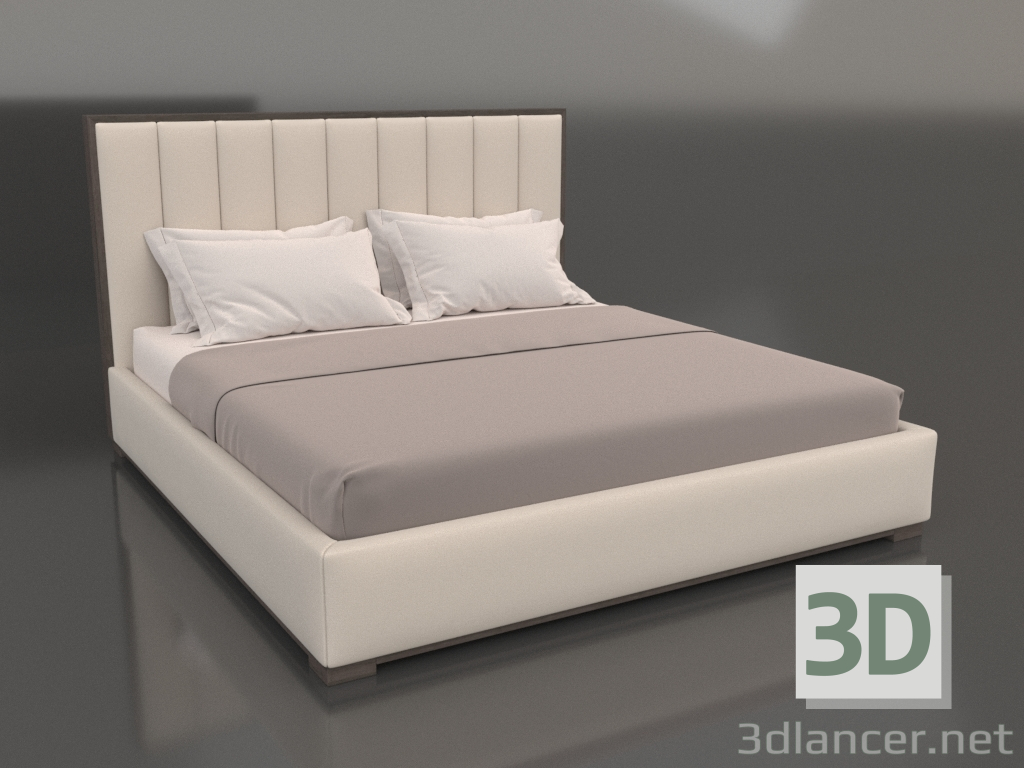 3d модель Кровать мягкая двуспальная Modena Framed Vertical Channel – превью