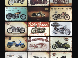 Plaques en fer blanc vintage - Motos, vélos