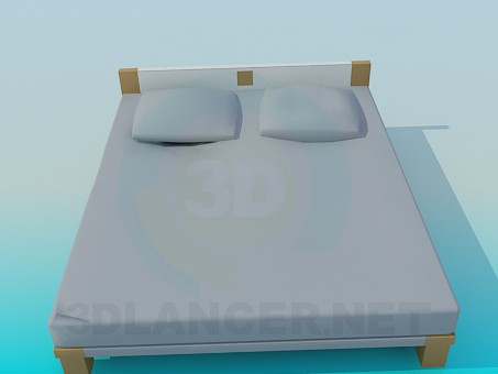 modello 3D b &amp; b con una testa bassa del letto - anteprima