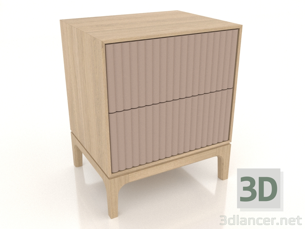 3D Modell Nachttisch FARGO 2 Schubladen mit gefrästen Fronten (Beige, helle Eiche, Option 4) - Vorschau