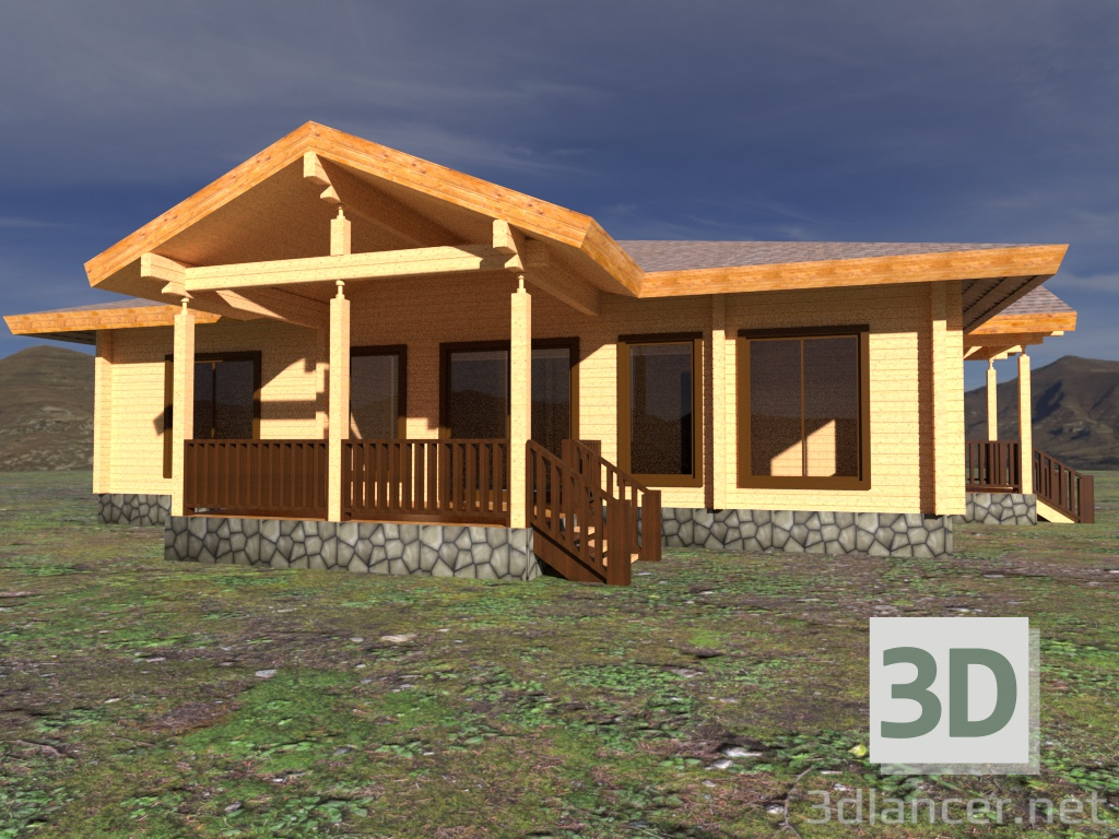 modello 3D di Casa di legno comprare - rendering