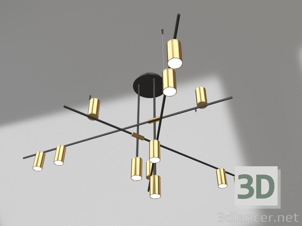 modello 3D Lampadario Riya nero, bronzo (07621-12.20) - anteprima