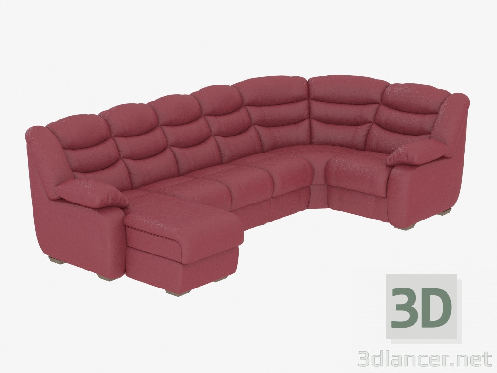 3d model Leather Corner Sofa with Bed - preview