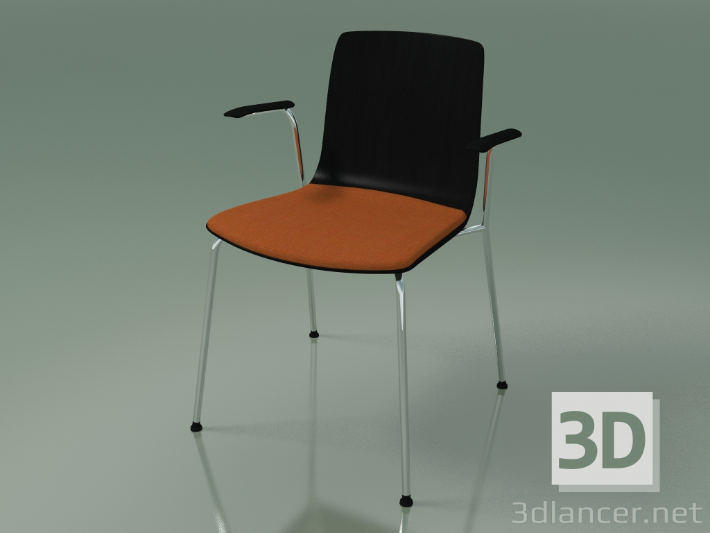 3D modeli Sandalye 3976 (4 metal ayak, koltukta ve kolçaklarda yastık, siyah huş ağacı) - önizleme