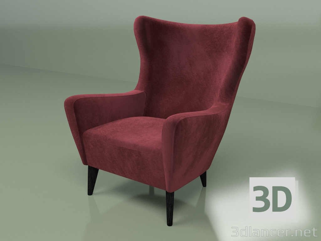 Modelo 3d Poltrona Elsa (borgonha) - preview