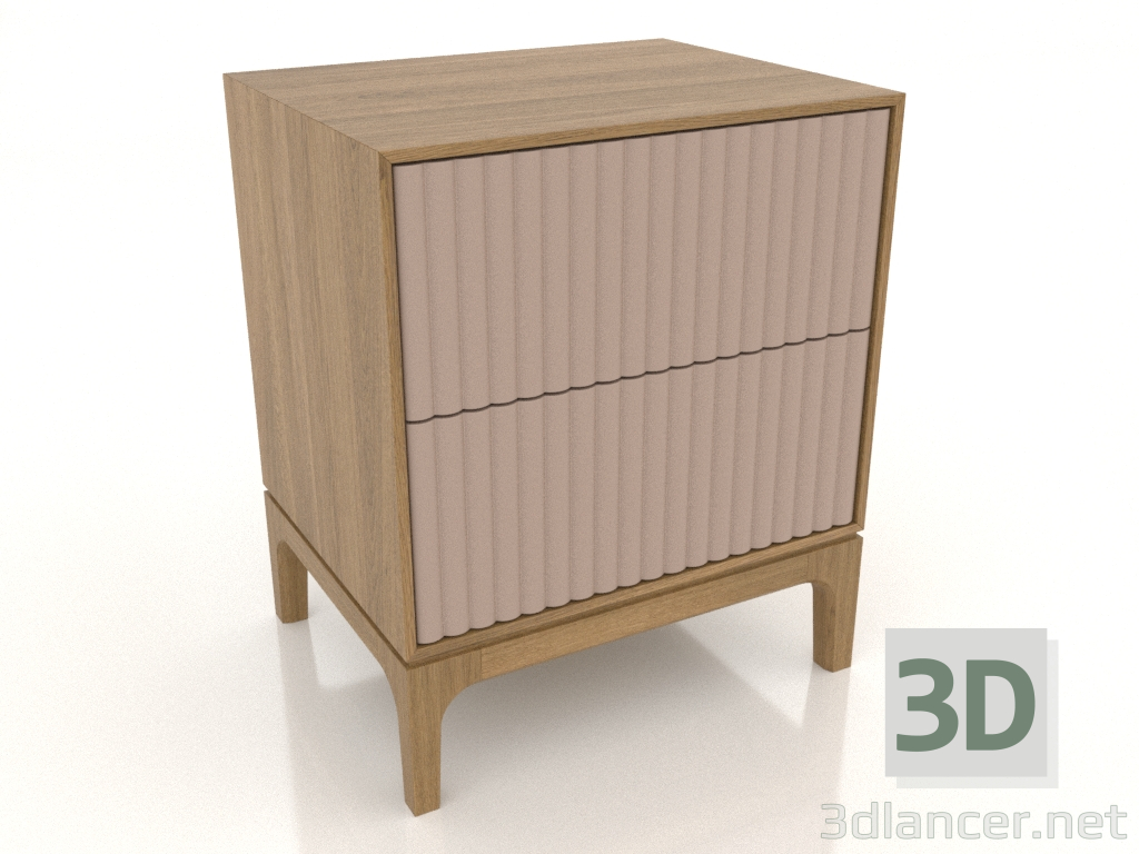 modello 3D Comodino FARGO 2 cassetti con frontali fresati (beige, rovere naturale, opzione 4) - anteprima modello 3D Comodino FARGO 2 cassetti con frontali fresati (beige, rovere naturale, opzione 4) - anteprima