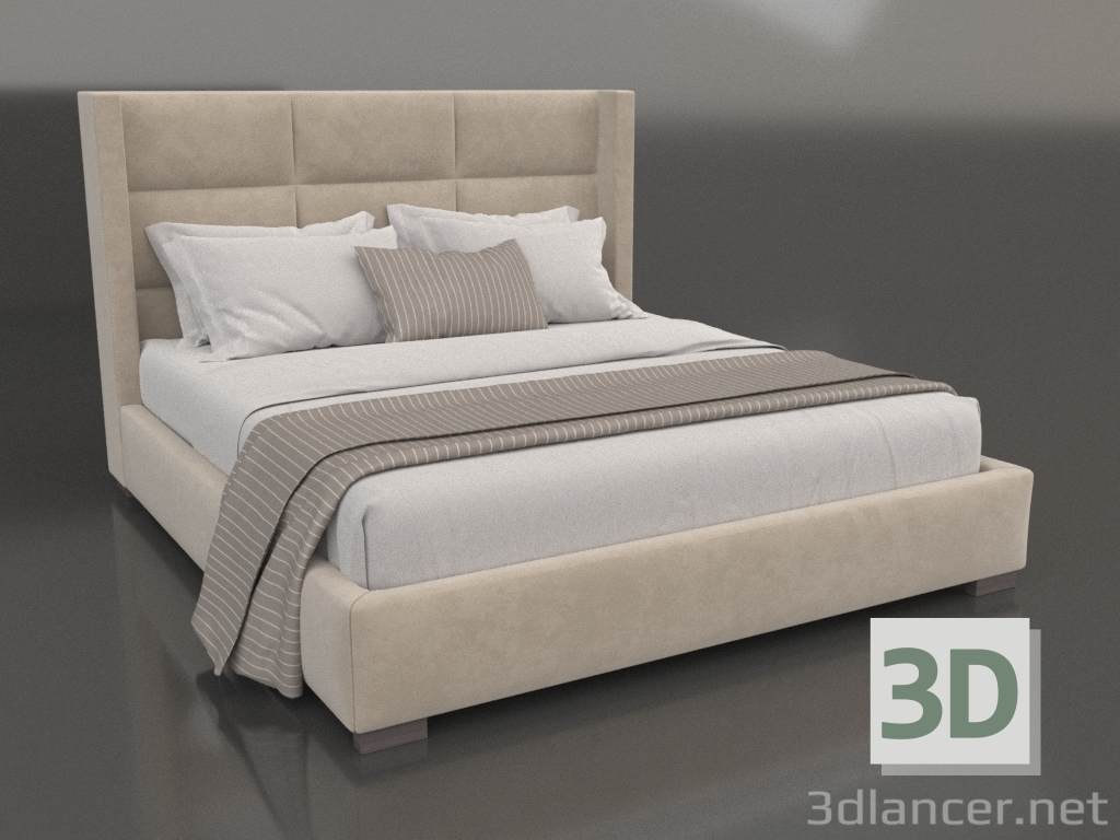 modello 3D Letto con testiera Modena Rettangolare - anteprima