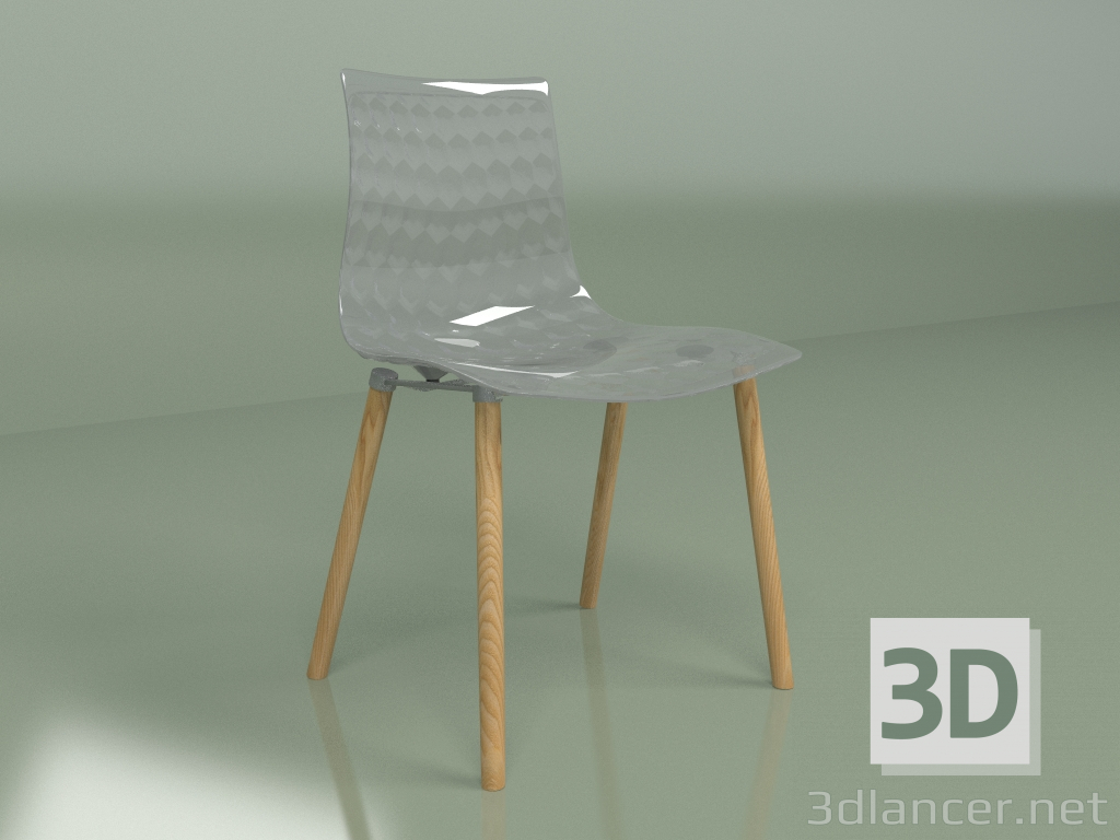 3d model Silla Gauzy con patas de madera (transparente) - vista previa