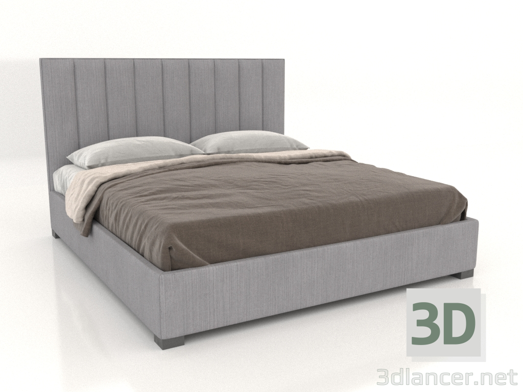 modello 3D Letto matrimoniale con testiera Modena Verticale (tessuto) - anteprima