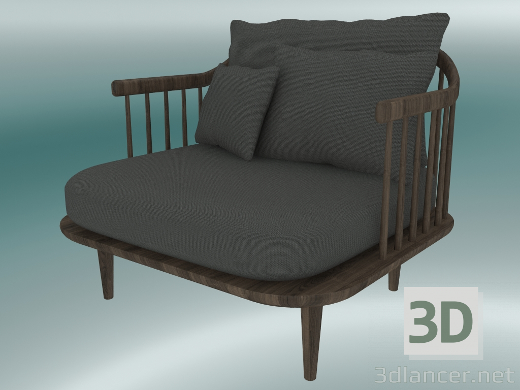 3d model Sillón Fly (SC1, H 70cm, D 80cm, L 87cm, Roble aceitado ahumado, Hot Madison 093) - vista previa