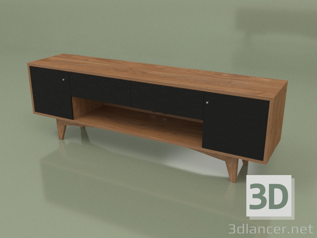 modèle 3D Meuble TV TELLY (boîtier décor face ral 9004 noyer) - preview