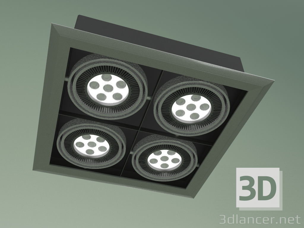 3d model Empotrable de techo Grille Lamp 4 - vista previa