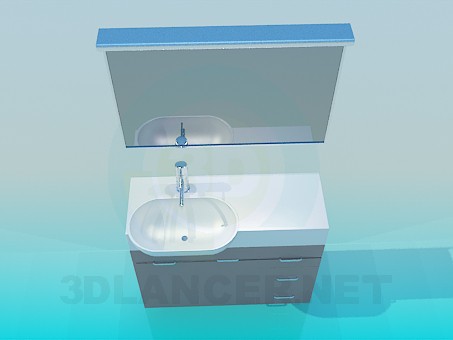 3d model Lavabo con pedestal - vista previa