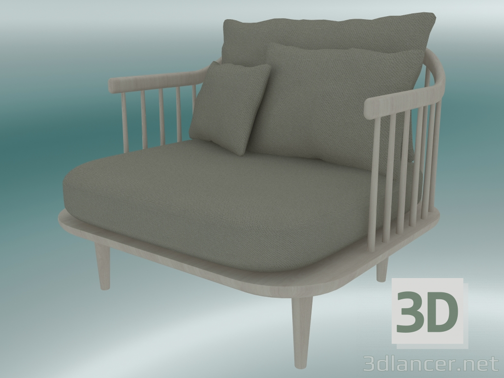 3d model Sillón Fly (SC1, H 70cm, D 80cm, L 87cm, Roble blanco aceitado, Hot Madison 094) - vista previa