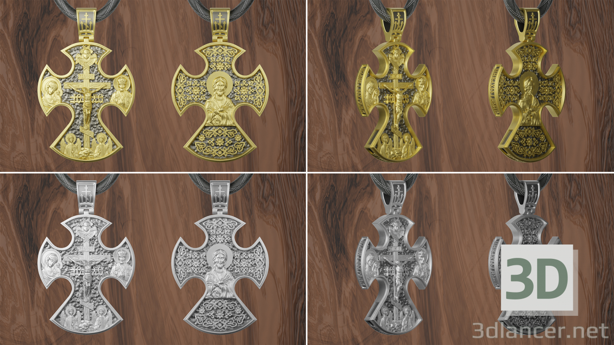 3d Cross pendant model buy - render