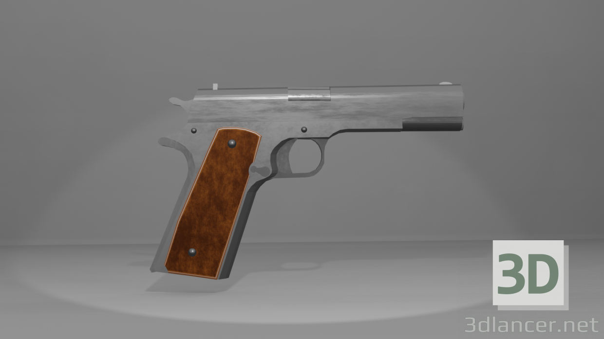 3d модель 1911 LOW POLY С МАТЕРИАЛОМ – превью