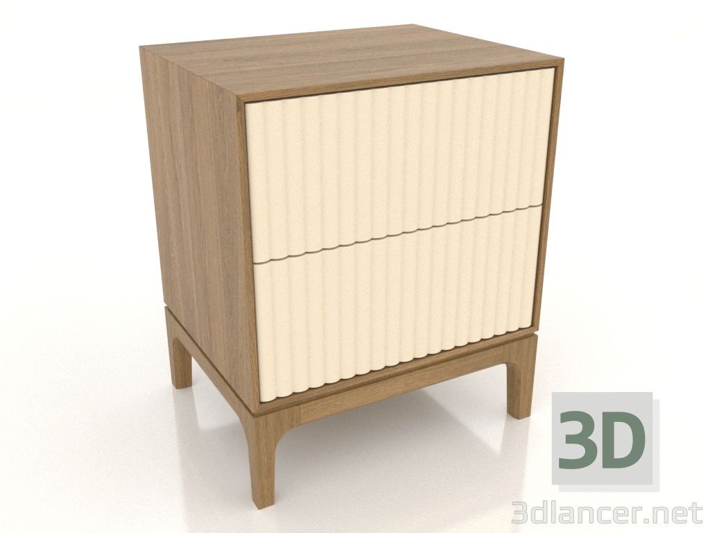 3D Modell Nachttisch FARGO 2 Schubladen mit gefrästen Fronten (Vanille, Natureiche, Option 4) - Vorschau