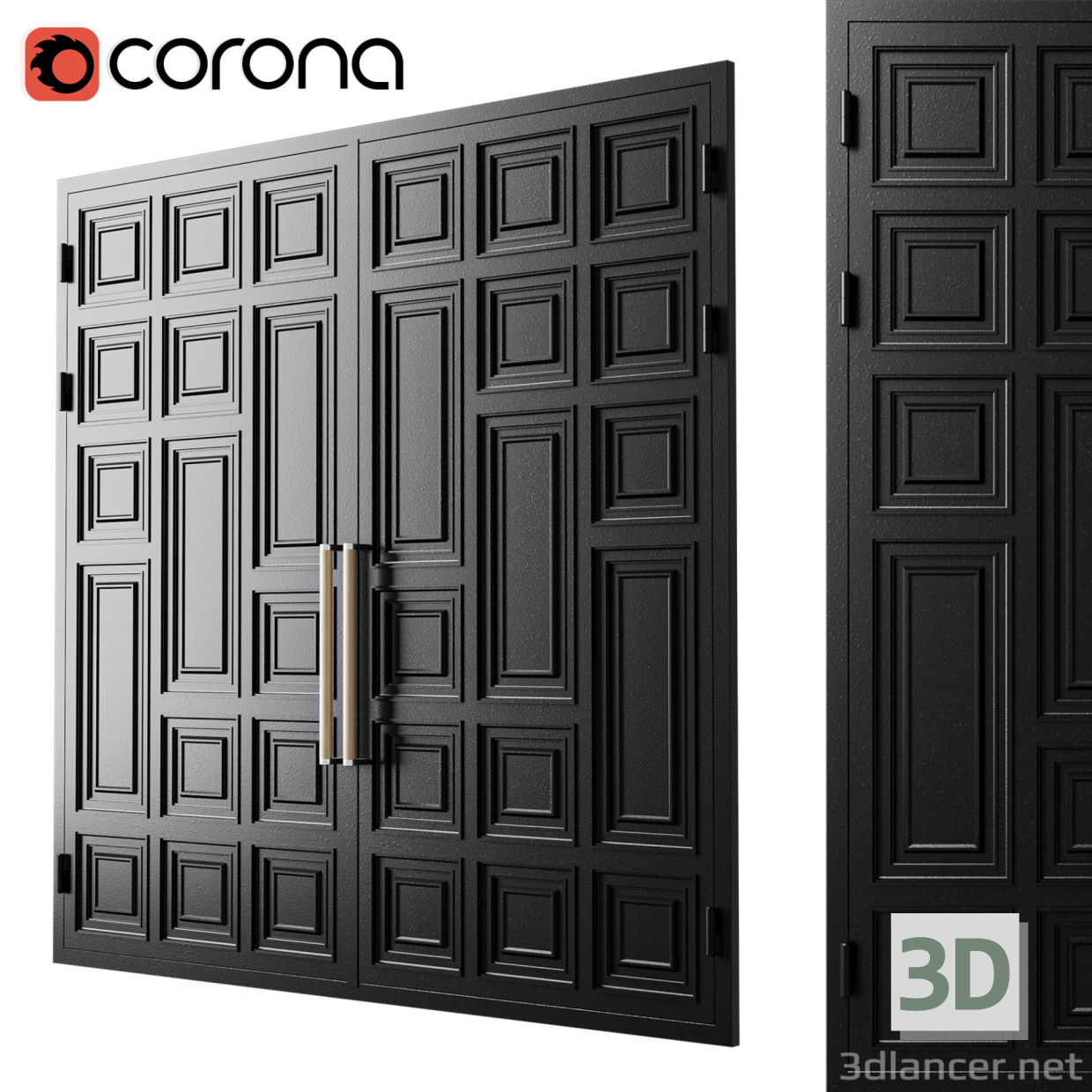 modello 3D di Cancello soppalco nero 08 comprare - rendering