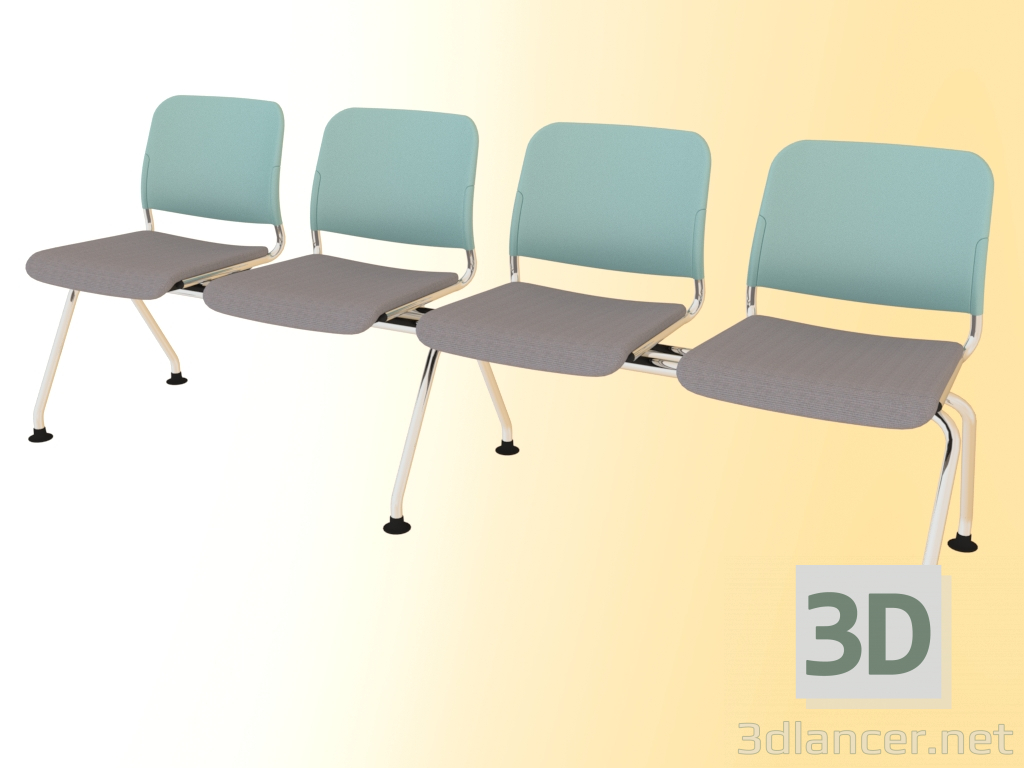 modèle 3D Banquette 4 places (502L4) - preview