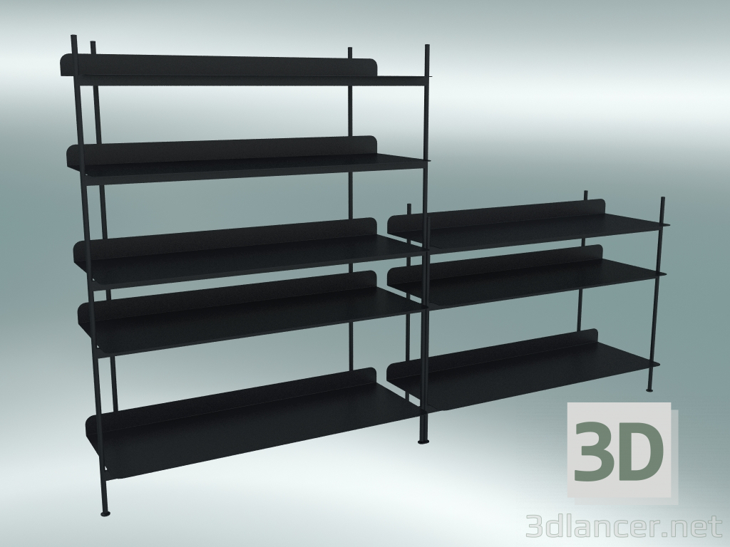 3D Modell Racksystem kompilieren (Konfiguration 7, schwarz) - Vorschau