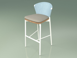 Tabouret de bar 050 (Ciel, Métal Lait, Teck)