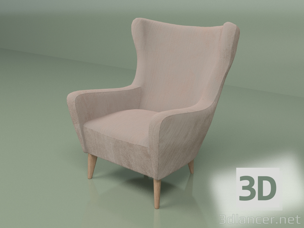 modèle 3D Fauteuil Elsa (rose poudré) - preview