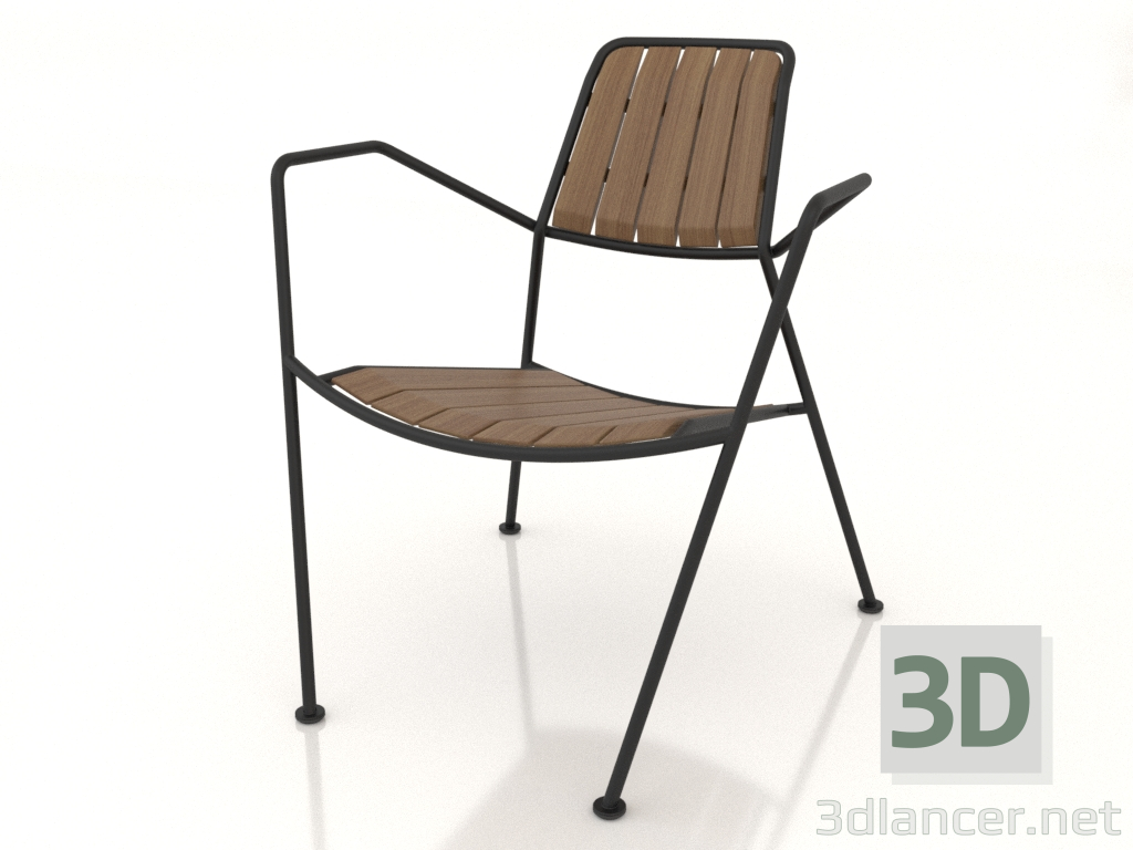 modello 3D Poltrona con legno - anteprima