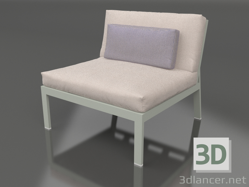 modèle 3D Module canapé, section 3 (Gris ciment) - preview