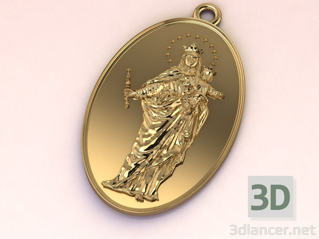 3d Madonna and child pendant model buy - render