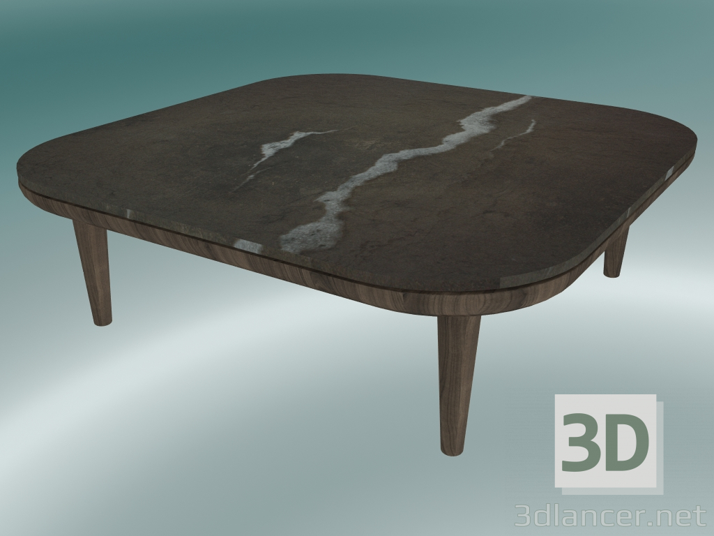 Modelo 3d Mesa de centro Fly (SC4, A 26cm, 80x80cm, base de carvalho oleado defumado com mármore Pietra di Fos - preview