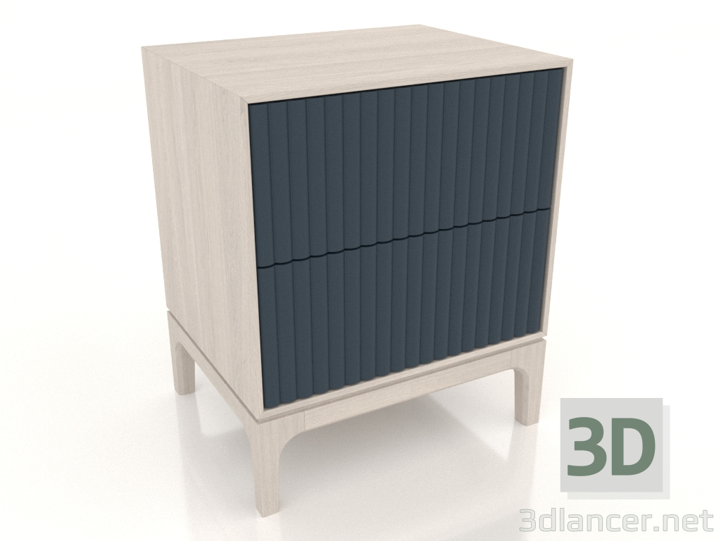 modèle 3D Table de chevet FARGO 2 tiroirs avec façades fraisées (cobalt foncé, chêne blanchi, option 4) - preview