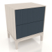 modèle 3D Table de chevet FARGO 2 tiroirs avec façades fraisées (cobalt foncé, chêne blanchi, option 4) - preview