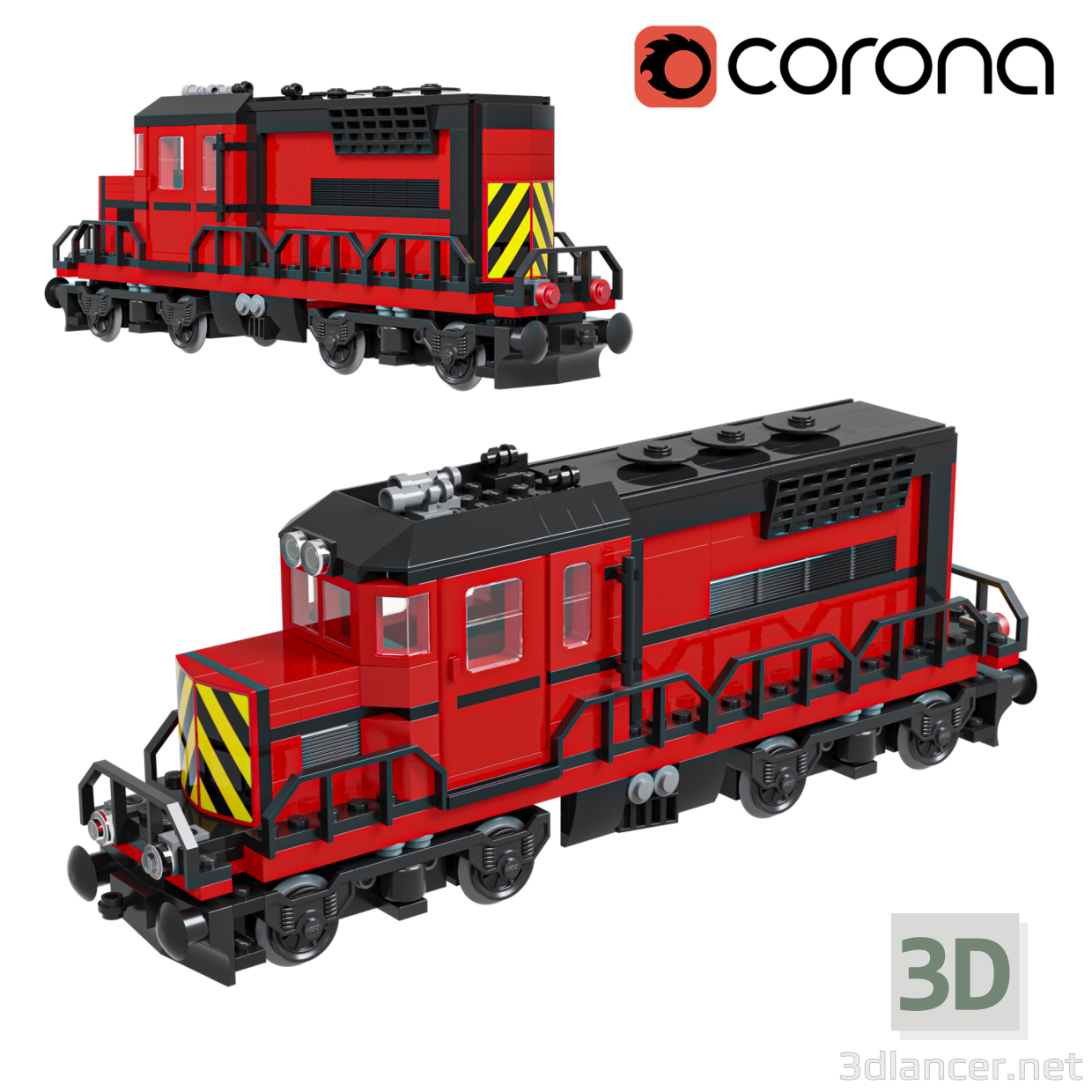 modèle 3D de Train Locomotive Lego rouge acheter - rendu