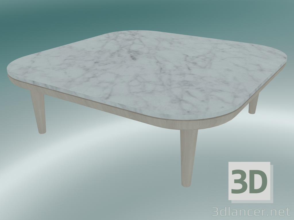 3D Modell Couchtisch Fly (SC4, H 26 cm, 80 x 80 cm, weiß geölter Eichenfuß mit geschliffenem Bianco Carrara Ma - Vorschau