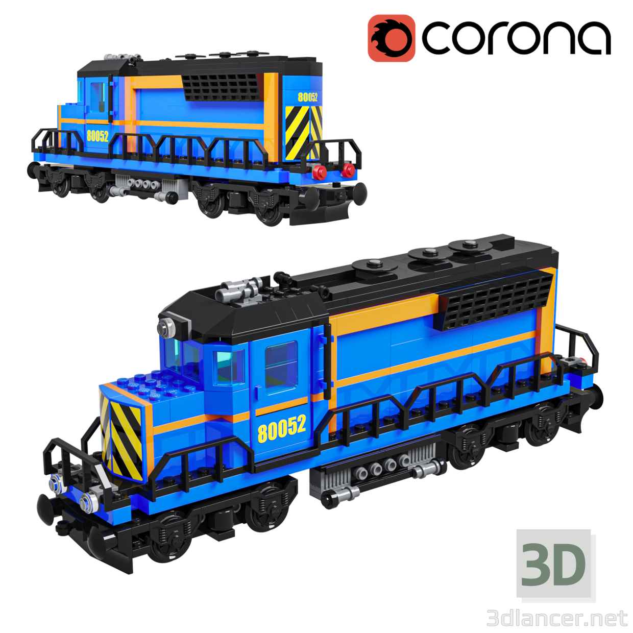 modello 3D di Treno Lego Locomotiva 80052 comprare - rendering