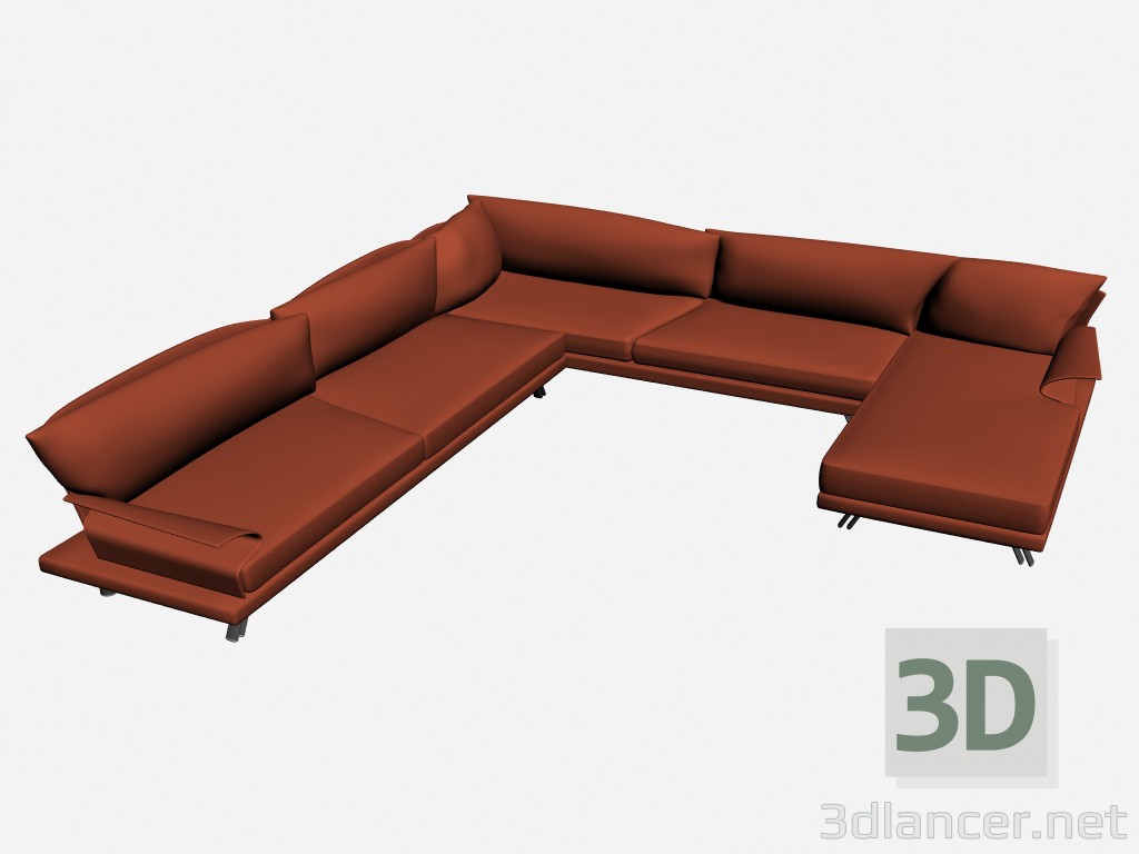 3d model Sofá esquina Super roy angolare 4 - vista previa