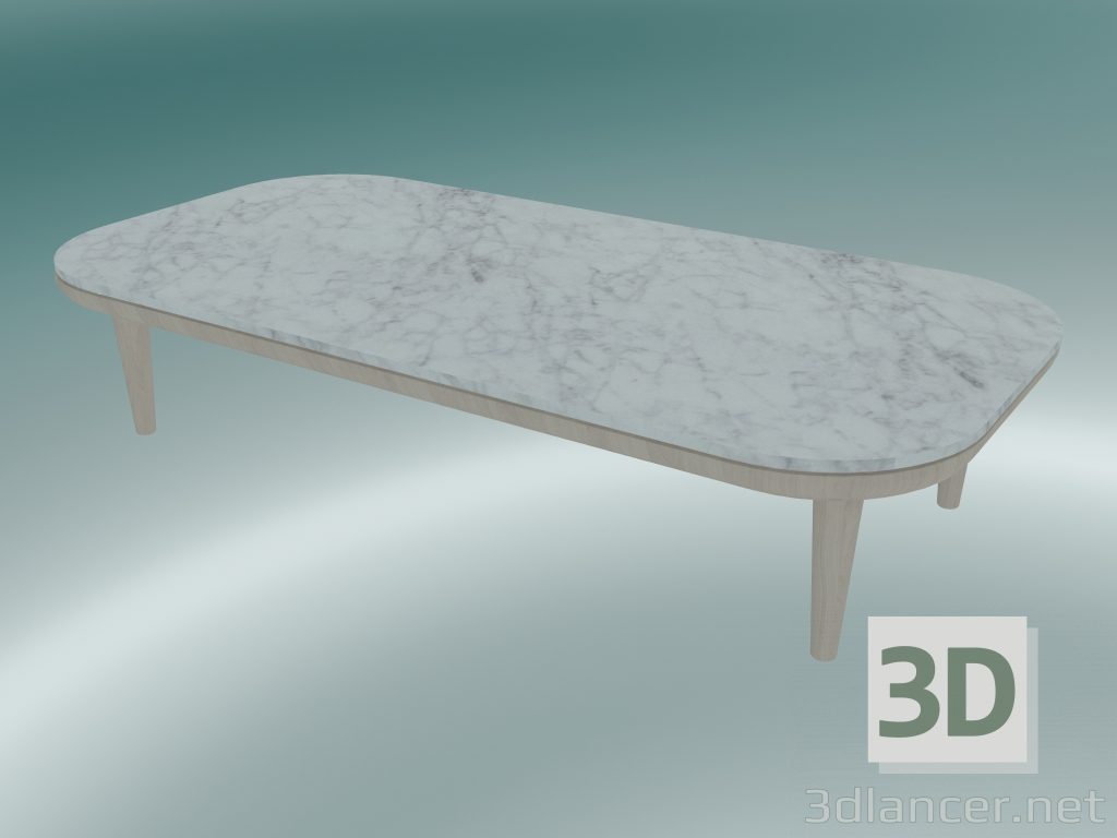 3D Modell Couchtisch Fly (SC5, H 26 cm, 60 x 120 cm, weiß geölter Eichenfuß mit geschliffenem Bianco Carrara-M - Vorschau